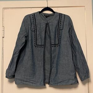 Unique Upcycled J. Crew Mercantile Open Front Chambray Jacket, L